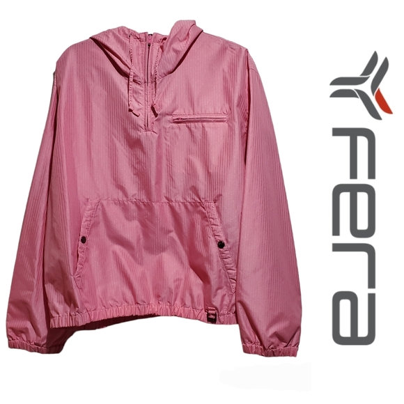 FERA Skiwear Vintage 90's Lightweight Pullover Hooded Jacket Size 10 Pink